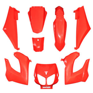 CARROSSERIE 50 A BOITE ADAPTABLE DERBI SENDA DRD X-TREME X-RACE <2010 ROUGE (KIT 8 PIECES) - code 008SA0P114